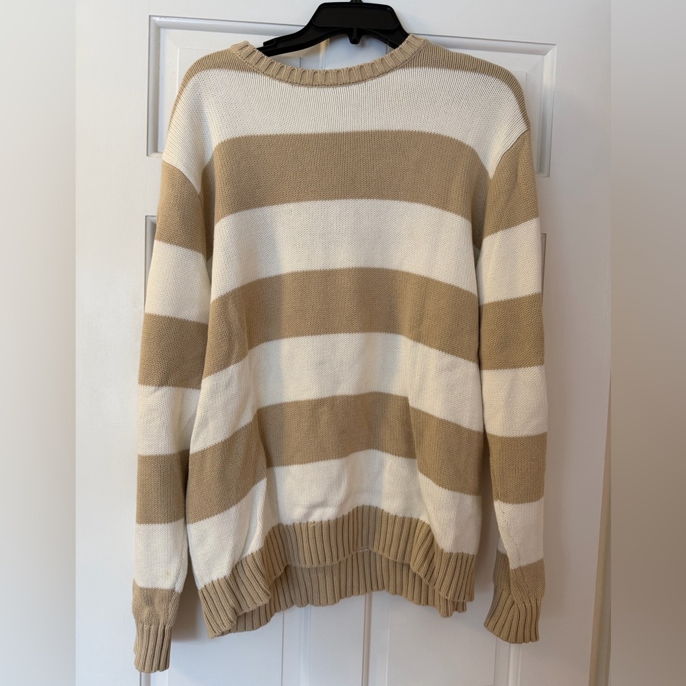 Brandy Melville Tan and White Striped Sweater